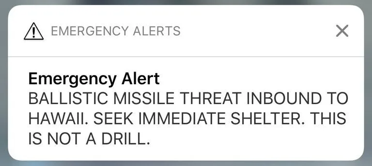 2018 Hawaii false missile alert